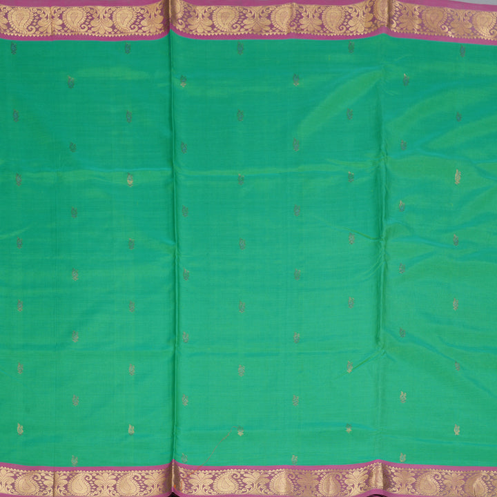Hayagrivas Yellowish-Green Ten Yards Pure Silk Cotton Saree KBD1971B3-1