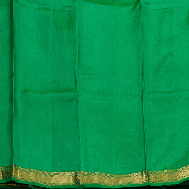 Hayagrivas Beige Handloom Kanjivaram Silk Saree with Green Border KBD1972B3-16