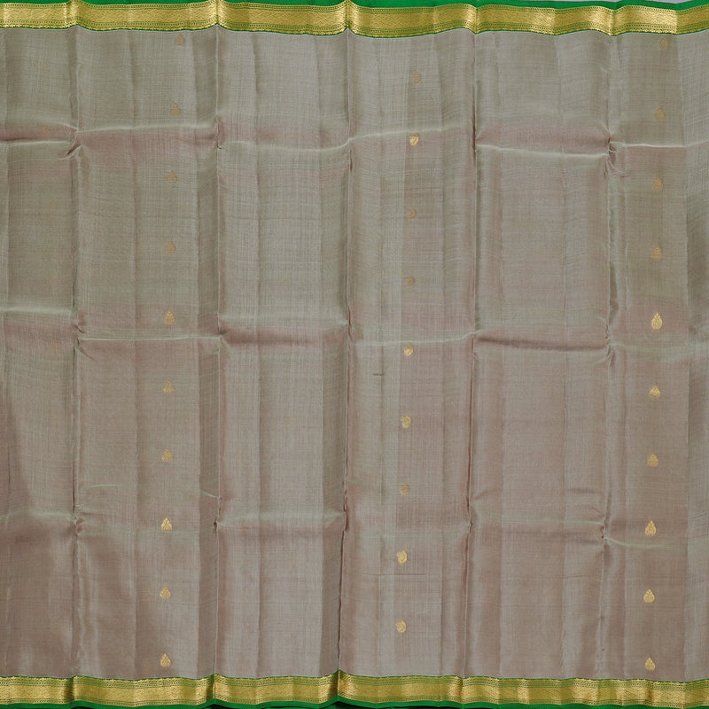 Hayagrivas Beige Handloom Kanjivaram Silk Saree with Green Border KBD1972B3-16