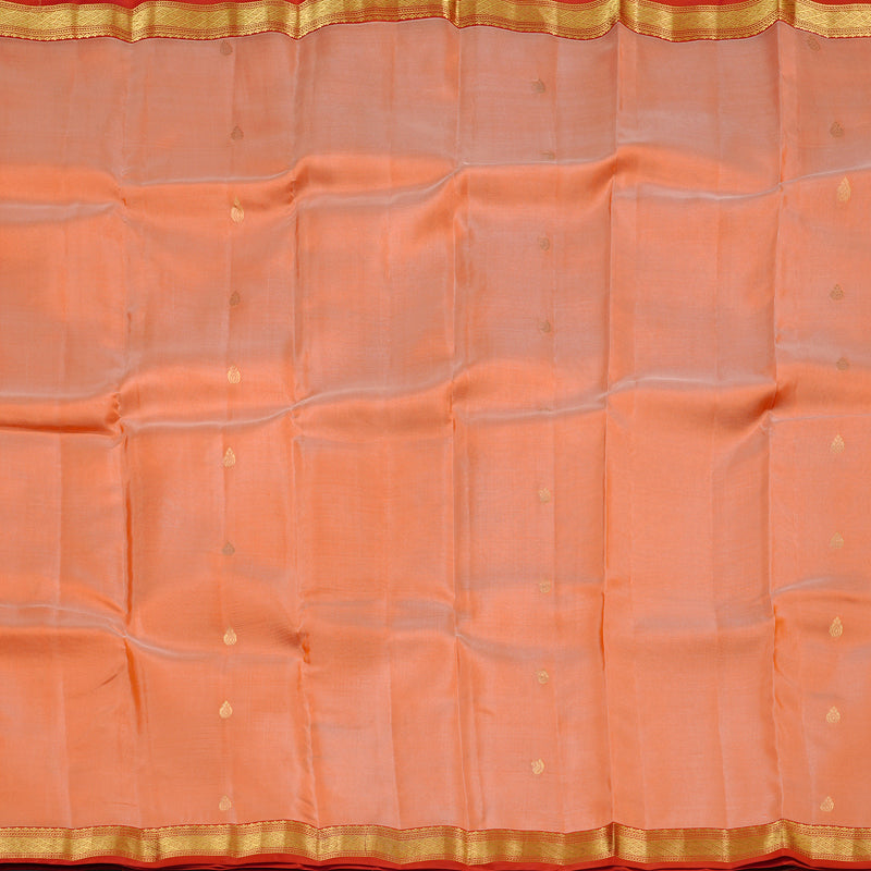 Hayagrivas Peach Orange Handloom Kanjivaram Silk Saree with Dark Orange Border KBD1972B3-22