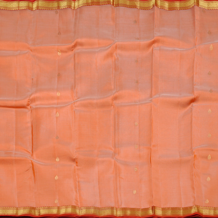 Hayagrivas Peach Orange Handloom Kanjivaram Silk Saree with Dark Orange Border KBD1972B3-22