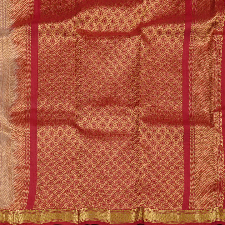 Hayagrivas Peach Orange Handloom Kanjivaram Silk Saree with Dark Orange Border KBD1972B3-22