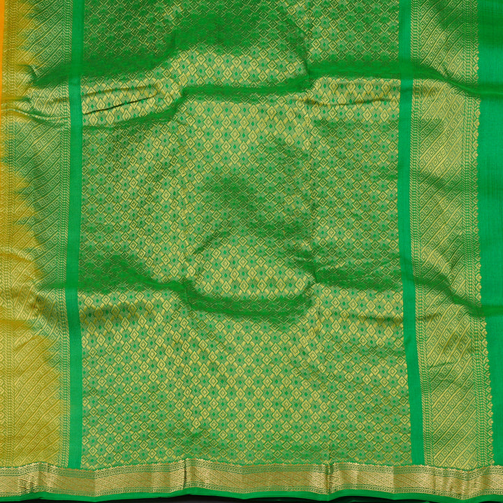 Hayagrivas Yellow Handloom Kanjivaram Silk Saree with Green Border KBD1972B3-8