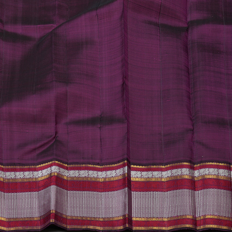 Hayagrivas Handloom Yellow Kanjivaram Silk Saree with Violet border KBD1976B1-1