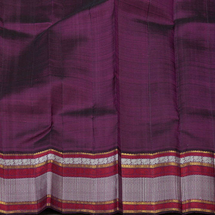 Hayagrivas Handloom Yellow Kanjivaram Silk Saree with Violet border KBD1976B1-1