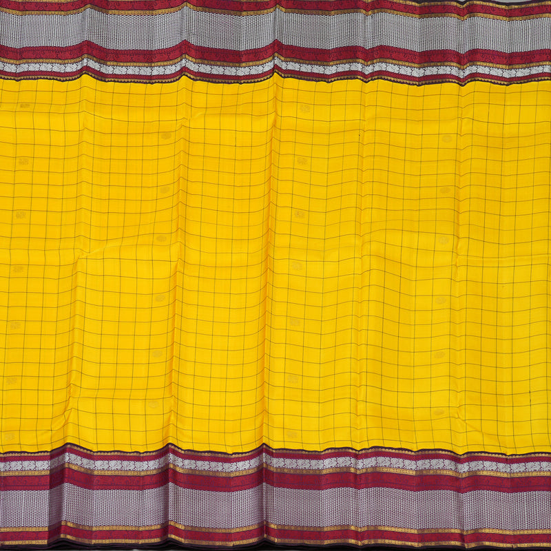 Hayagrivas Handloom Yellow Kanjivaram Silk Saree with Violet border KBD1976B1-1