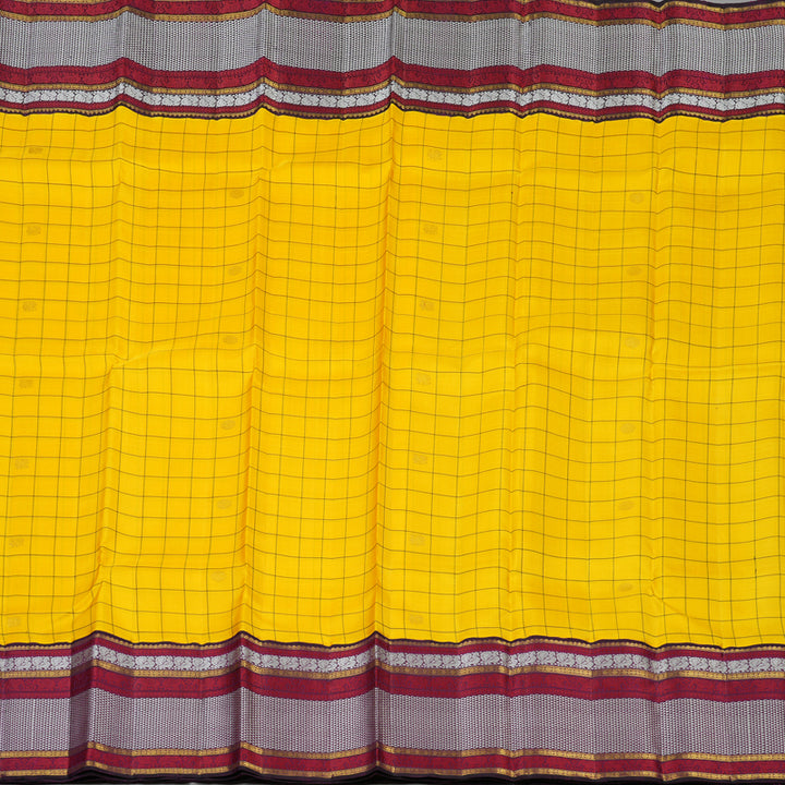 Hayagrivas Handloom Yellow Kanjivaram Silk Saree with Violet border KBD1976B1-1
