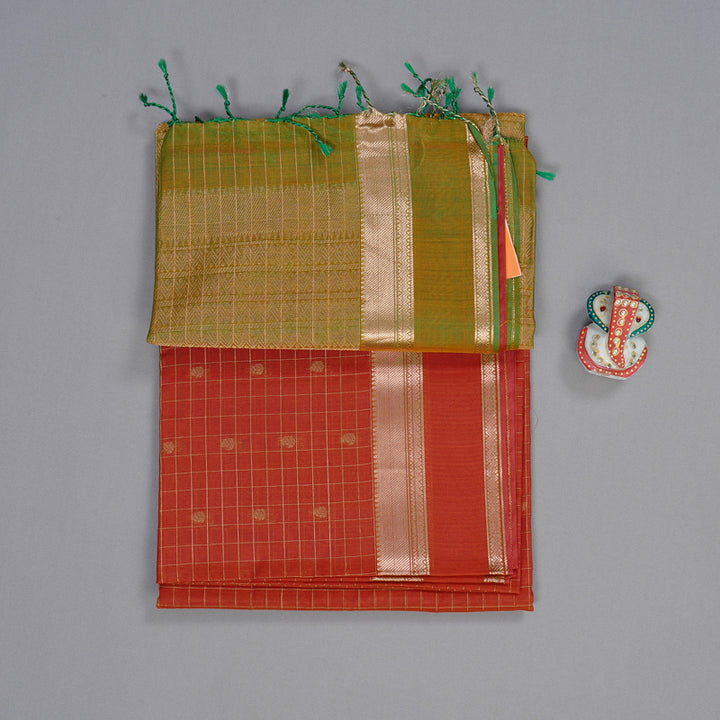 Hayagrivas Handloom Kora Silk Cotton Saree in Majestic Red KBD1978B1-3