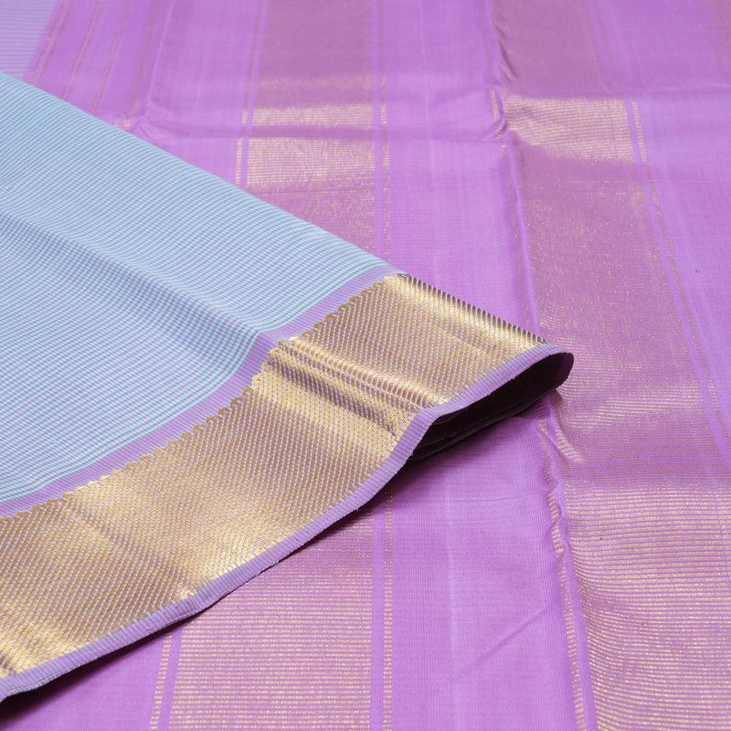 Hayagrivas Lavender With Sea Blue Muted Checks Handloom Kanjivaram Silk Saree with Lavender Border KBD1981B15-1
