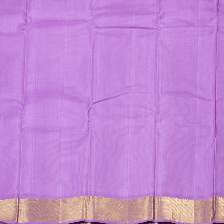 Hayagrivas Lavender With Sea Blue Muted Checks Handloom Kanjivaram Silk Saree with Lavender Border KBD1981B15-1