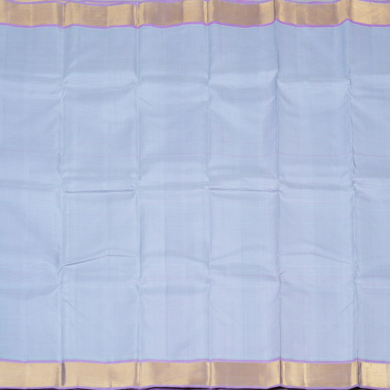 Hayagrivas Lavender With Sea Blue Muted Checks Handloom Kanjivaram Silk Saree with Lavender Border KBD1981B15-1