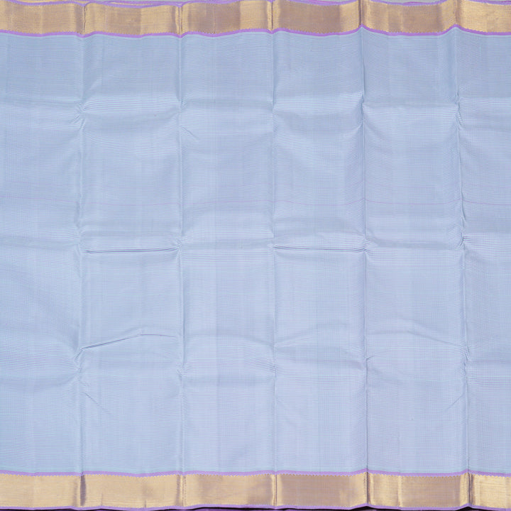 Hayagrivas Lavender With Sea Blue Muted Checks Handloom Kanjivaram Silk Saree with Lavender Border KBD1981B15-1