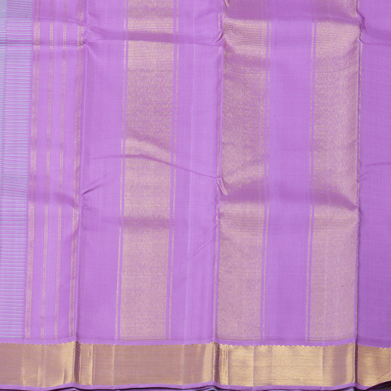 Hayagrivas Lavender With Sea Blue Muted Checks Handloom Kanjivaram Silk Saree with Lavender Border KBD1981B15-1