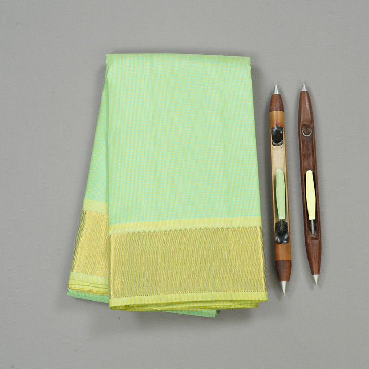 Hayagrivas Sea Blue Handloom Kanjivaram Silk Saree with Yellow Border KBD1981B15-2