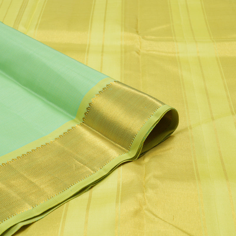 Hayagrivas Sea Blue Handloom Kanjivaram Silk Saree with Yellow Border KBD1981B15-2