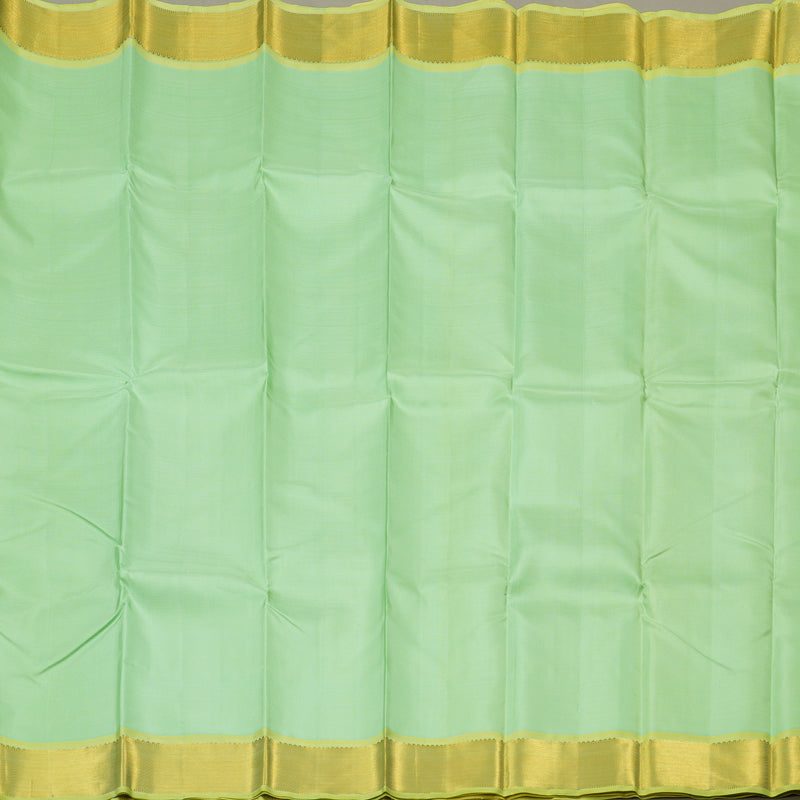 Hayagrivas Sea Blue Handloom Kanjivaram Silk Saree with Yellow Border KBD1981B15-2