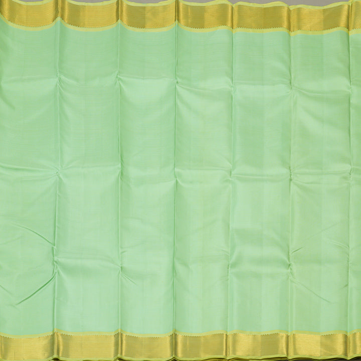 Hayagrivas Sea Blue Handloom Kanjivaram Silk Saree with Yellow Border KBD1981B15-2