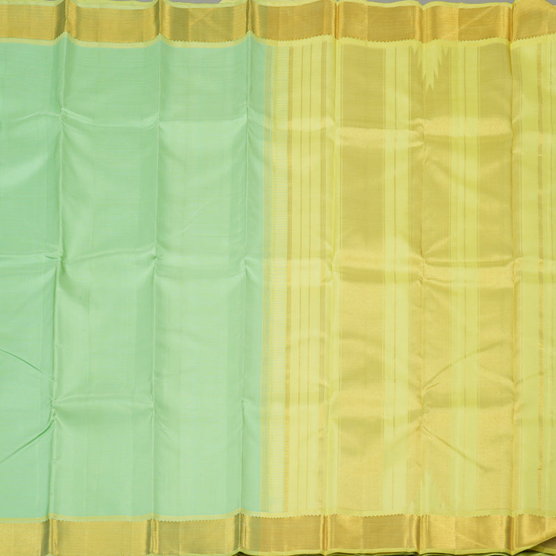 Hayagrivas Sea Blue Handloom Kanjivaram Silk Saree with Yellow Border KBD1981B15-2