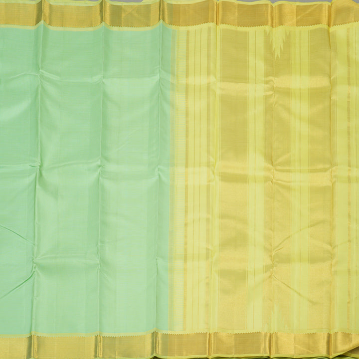 Hayagrivas Sea Blue Handloom Kanjivaram Silk Saree with Yellow Border KBD1981B15-2