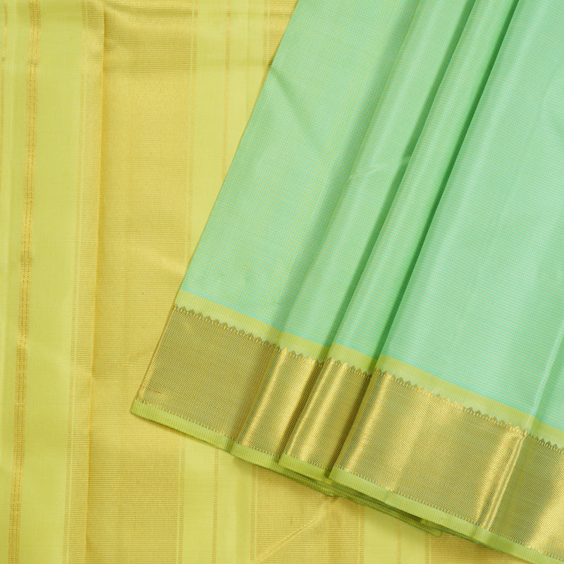 Hayagrivas Sea Blue Handloom Kanjivaram Silk Saree with Yellow Border KBD1981B15-2