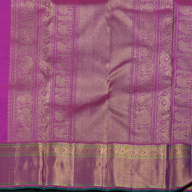 Hayagrivas Dark Blue Handloom Kanjivaram Silk Saree with Purple Border KBD1985B3-1