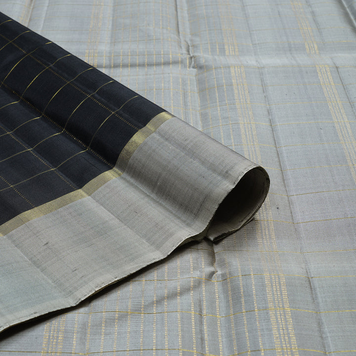 Hayagrivas Black Handloom Kanjivaram Silk Saree with Grey Border KBD1988B1-2