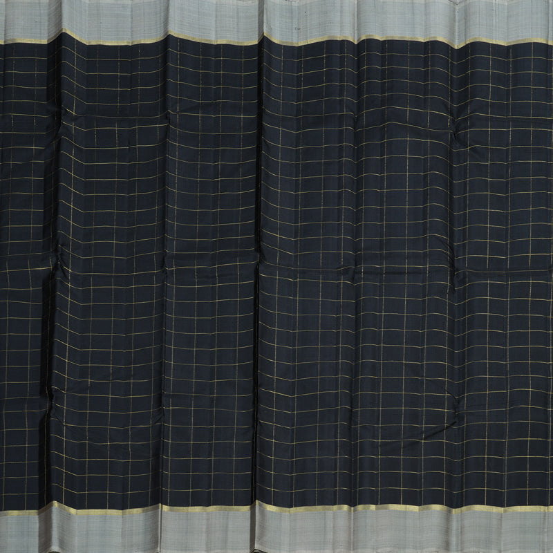 Hayagrivas Black Handloom Kanjivaram Silk Saree with Grey Border KBD1988B1-2