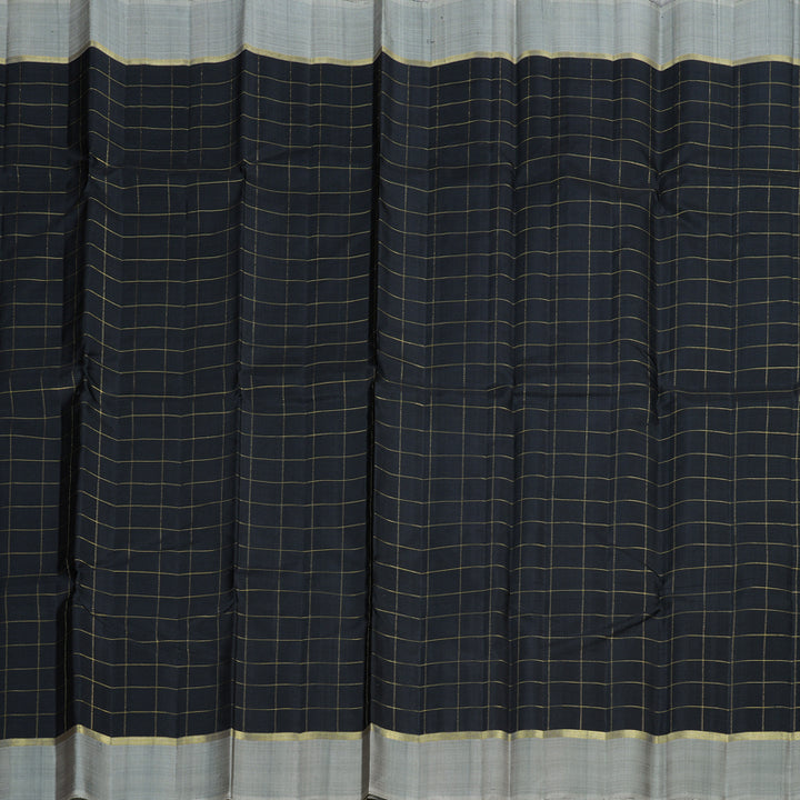 Hayagrivas Black Handloom Kanjivaram Silk Saree with Grey Border KBD1988B1-2