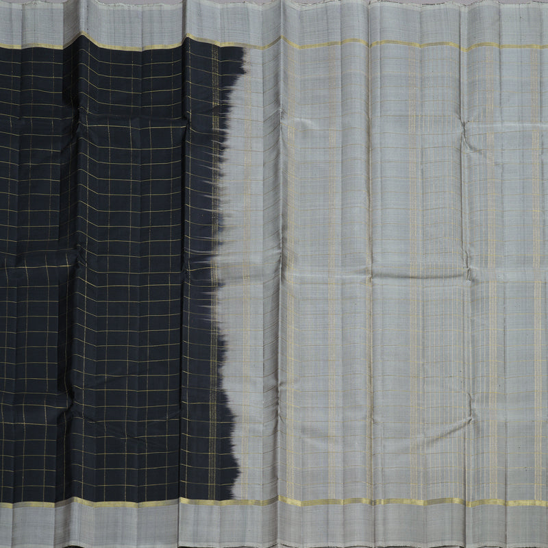 Hayagrivas Black Handloom Kanjivaram Silk Saree with Grey Border KBD1988B1-2