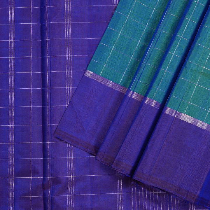 Hayagrivas Handloom Kanjivaram Silk Saree in Majestic Peacock blue KBD1988B1-5