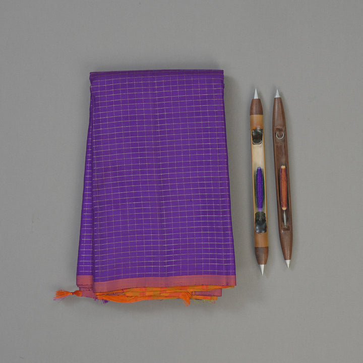 Hayagrivas Handloom Purplish-Blue Kanjivaram Silk Saree KBD1988B3-2