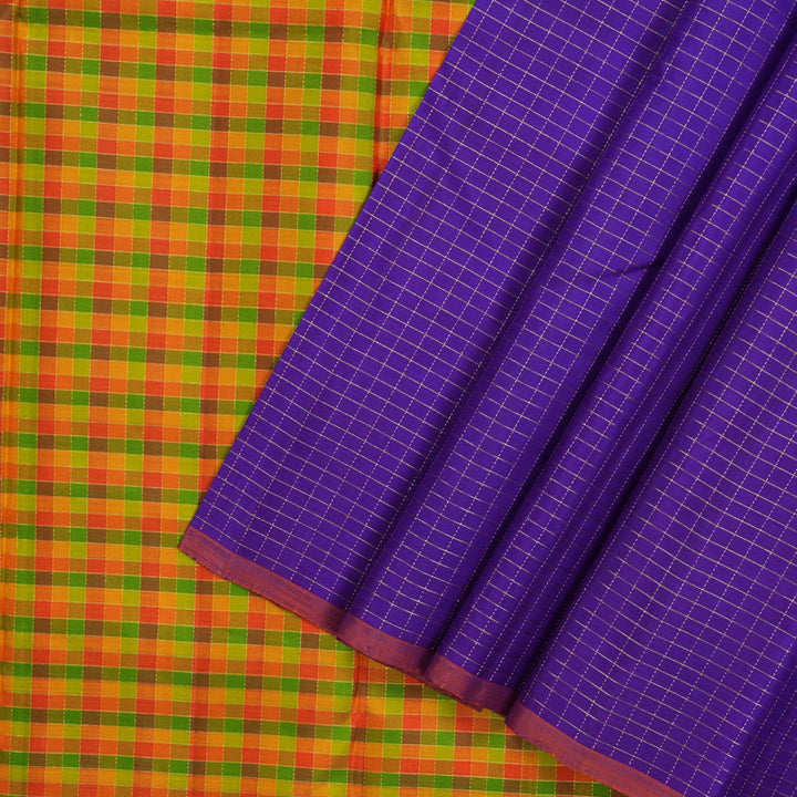 Hayagrivas Handloom Purplish-Blue Kanjivaram Silk Saree KBD1988B3-2