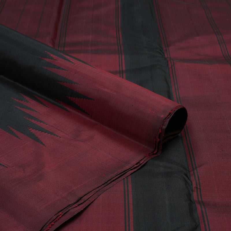 Hayagrivas Black Handloom Kanjivaram Silk Saree with Dark Maroon Border KBD1990B3-3