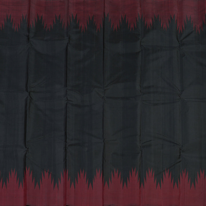Hayagrivas Black Handloom Kanjivaram Silk Saree with Dark Maroon Border KBD1990B3-3