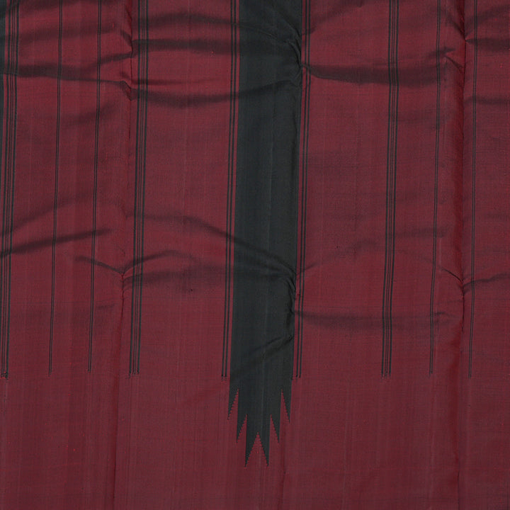 Hayagrivas Black Handloom Kanjivaram Silk Saree with Dark Maroon Border KBD1990B3-3