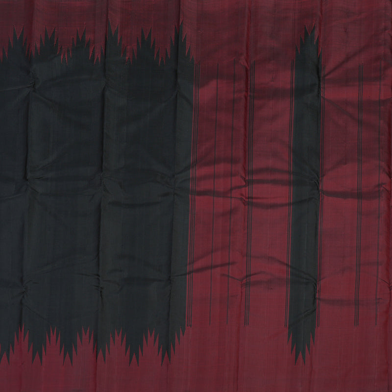 Hayagrivas Black Handloom Kanjivaram Silk Saree with Dark Maroon Border KBD1990B3-3