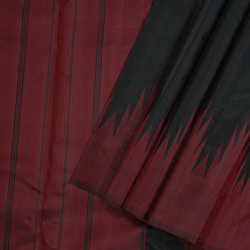 Hayagrivas Black Handloom Kanjivaram Silk Saree with Dark Maroon Border KBD1990B3-3
