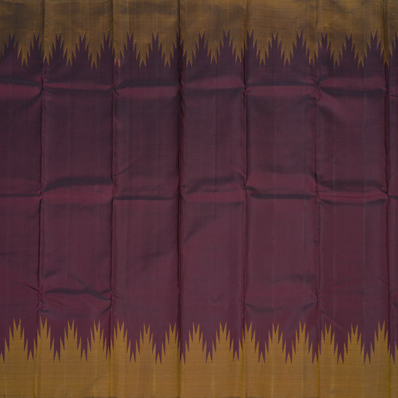 Hayagrivas Handloom Thread Work Silk Saree in Araku Maroon with Temple Border KBD1990B3-5