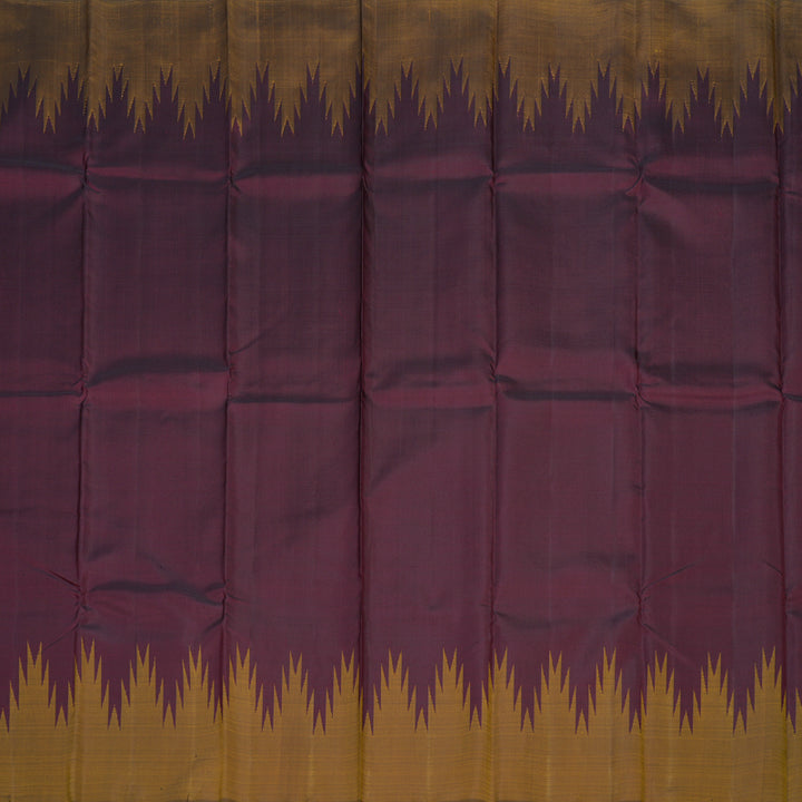 Hayagrivas Handloom Thread Work Silk Saree in Araku Maroon with Temple Border KBD1990B3-5