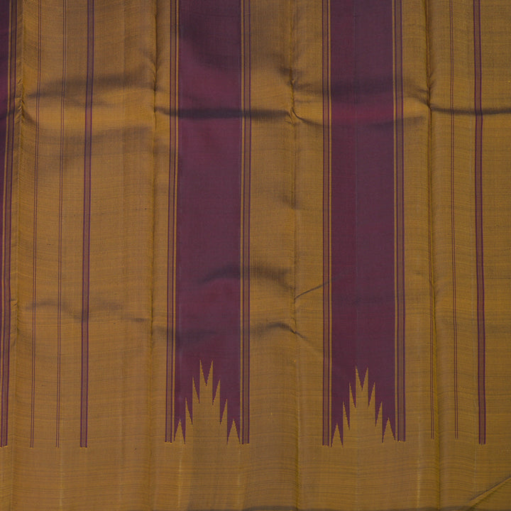 Hayagrivas Handloom Thread Work Silk Saree in Araku Maroon with Temple Border KBD1990B3-5