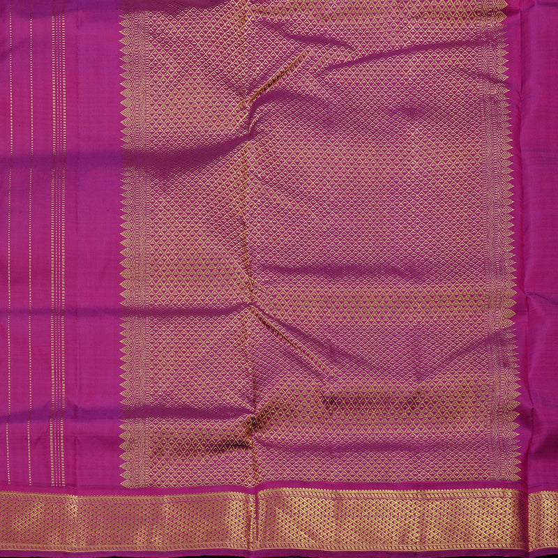Hayagrivas Fluorescent Green Handloom Kanjivaram Teb Yards Silk Saree with Purple Border KBD1992B2-1