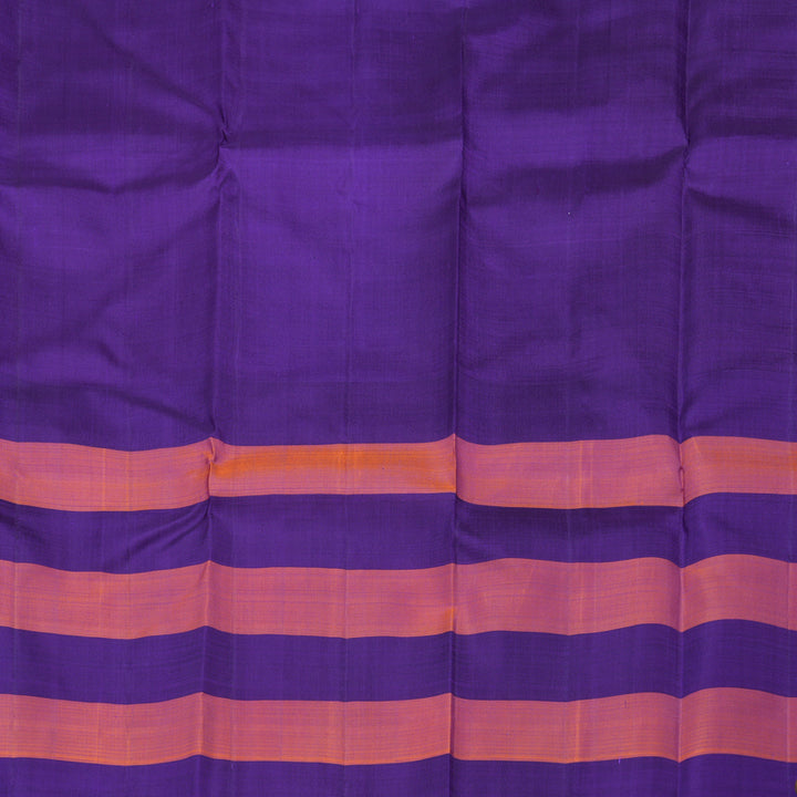 Hayagrivas White Handloom Kanjivaram Silk Saree with Blue And Orange Border KBD1998B1-3