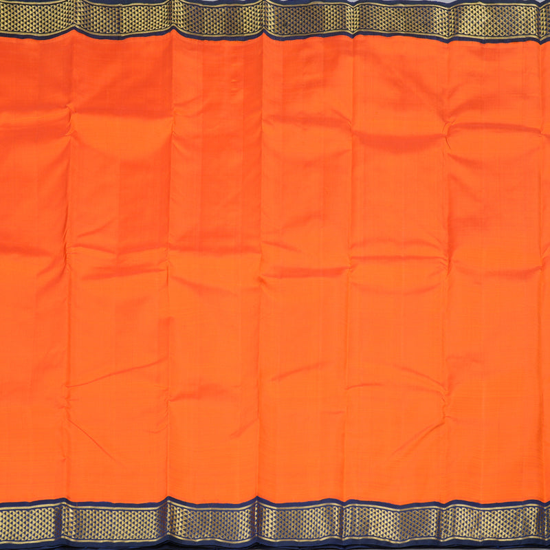 Hayagrivas Orange Handloom Kanjivaram Silk Saree with Dark Blue Border KBD1999B1-1