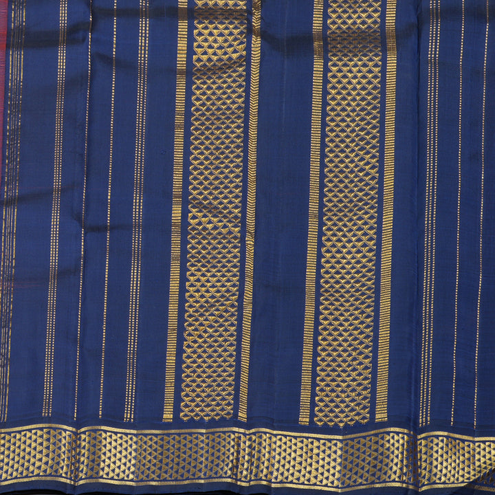 Hayagrivas Orange Handloom Kanjivaram Silk Saree with Dark Blue Border KBD1999B1-1