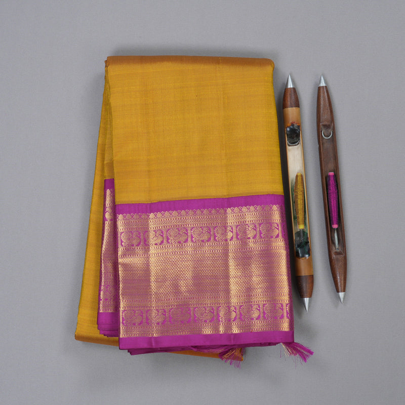 Hayagrivas Handloom Kanjivaram Silk Saree in Lustrous Mustard KBD1999B3-1