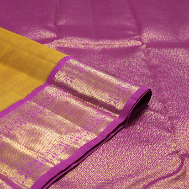 Hayagrivas Handloom Kanjivaram Silk Saree in Lustrous Mustard KBD1999B3-1