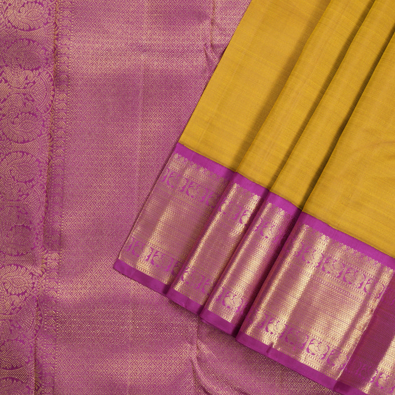 Hayagrivas Handloom Kanjivaram Silk Saree in Lustrous Mustard KBD1999B3-1