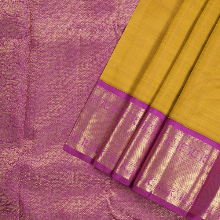 Hayagrivas Handloom Kanjivaram Silk Saree in Lustrous Mustard KBD1999B3-1