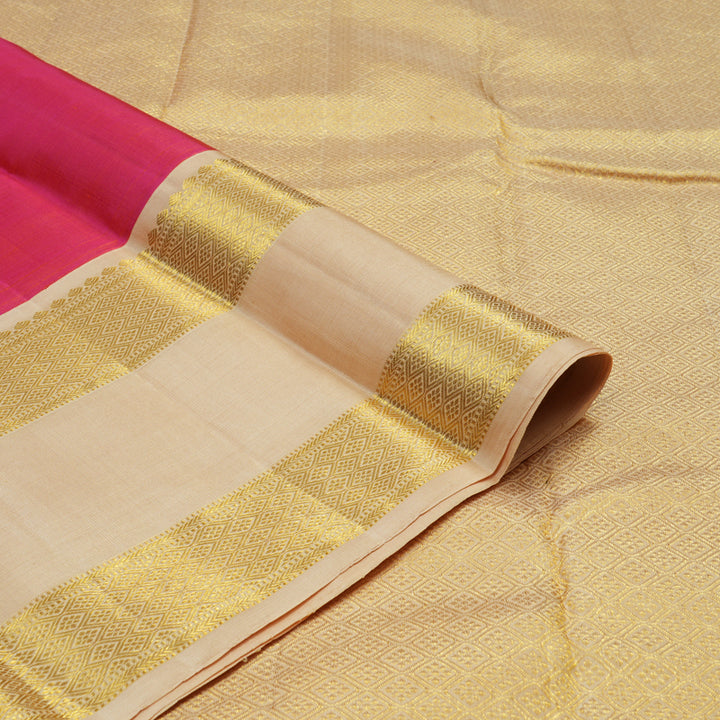 Hayagrivas Handloom Pure Kanjivaram Silk Saree in Enchanting Orangish Pink KBD2000D5-1