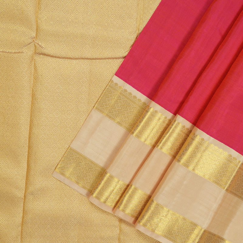 Hayagrivas Handloom Pure Kanjivaram Silk Saree in Enchanting Orangish Pink KBD2000D5-1